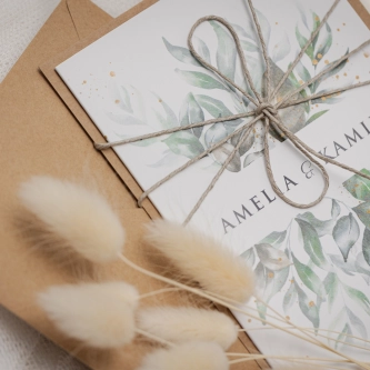 Zaproszenia ślubne Leaves - Składane Motyw 1