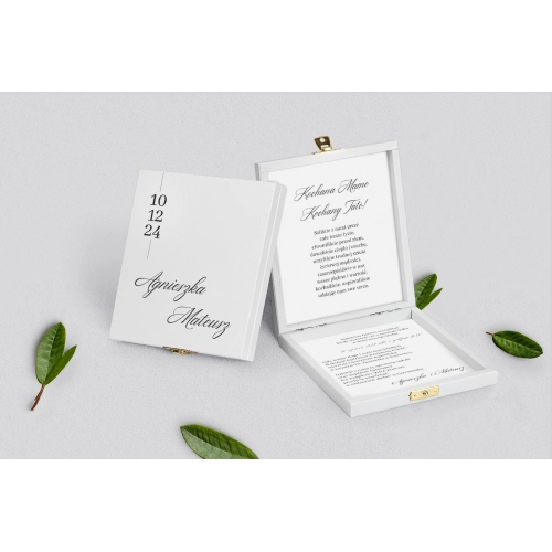 Zaproszenie dla Rodziców - białe Minimalistyczne Motyw 4