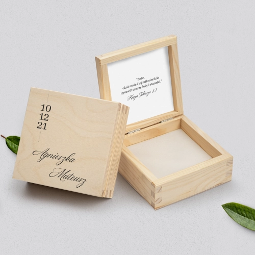 Pudełko na obrączki naturalne - Minimalistyczne Motyw 4