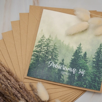 Rustykalne zaproszenie Forest z&nbsp;kopertą, podklejką i&nbsp;zaklejką