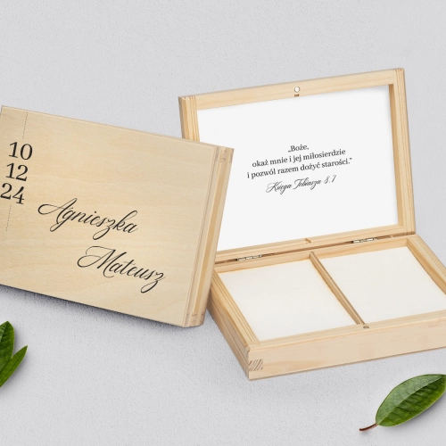 Pudełko na obrączki prostokątne naturalne - Minimalistyczne Motyw 4