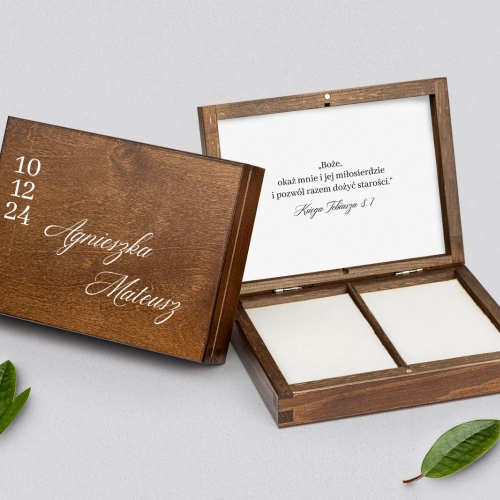 Pudełko na obrączki prostokątne brązowe - Minimalistyczne Motyw 4