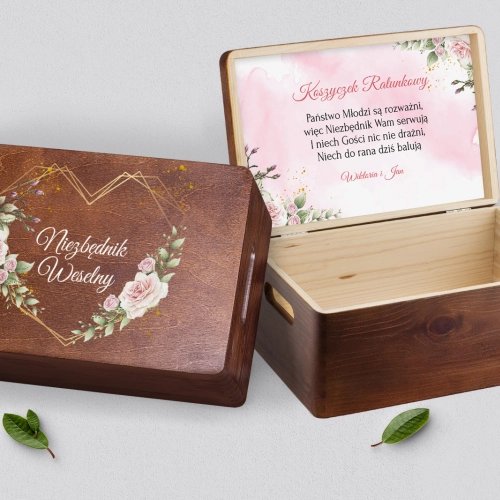 Koszyczek ratunkowy weselny brązowy - Złote Serca