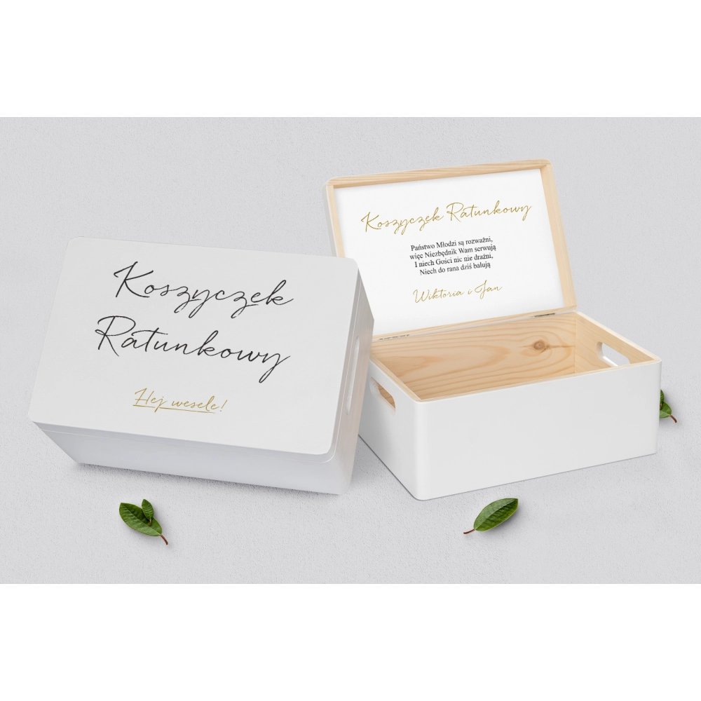 Koszyczek ratunkowy weselny biały - Golden Elegance