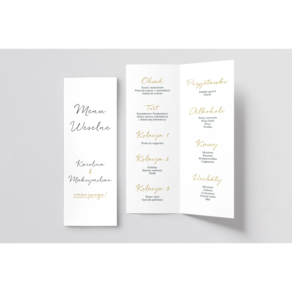 Menu Weselne Golden Elegance