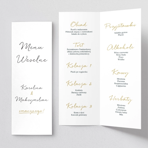 Menu Weselne Golden Elegance