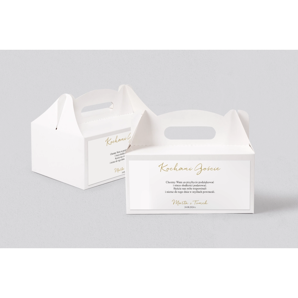 Pudełko na ciasto weselne Golden Elegance