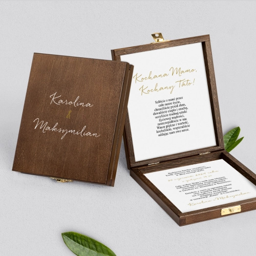 Zaproszenie dla Rodziców - brązowe Golden Elegance