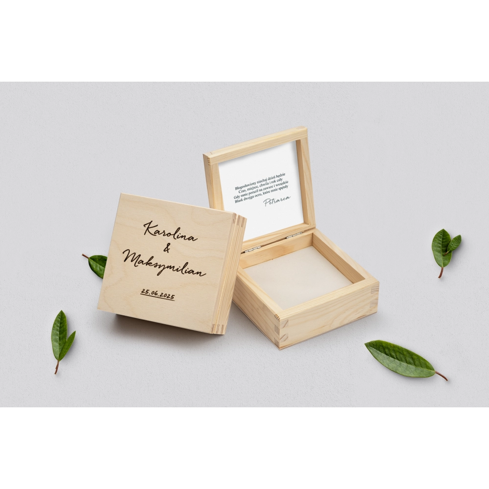 Pudełko na obrączki naturalne - Golden Elegance