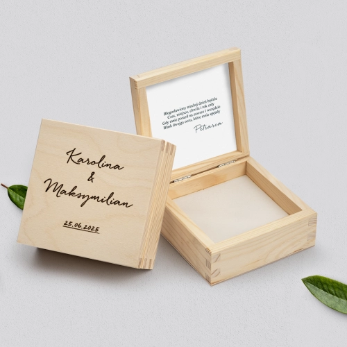 Pudełko na obrączki naturalne - Golden Elegance