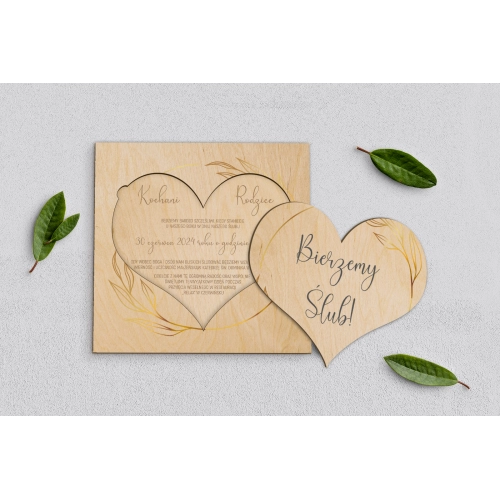 Drewniane Zaproszenie dla Rodziców - Glamour Ink Motyw 3