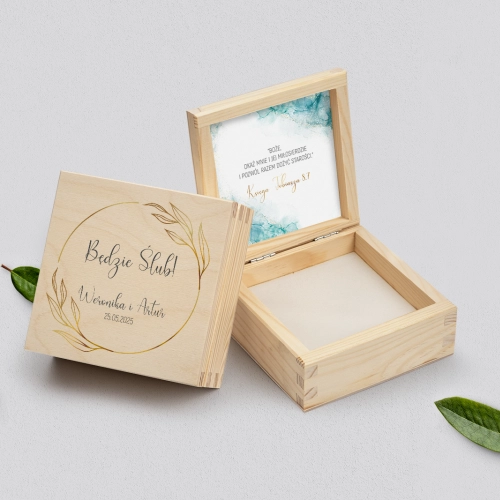 Pudełko na obrączki naturalne - Glamour Ink Motyw 3