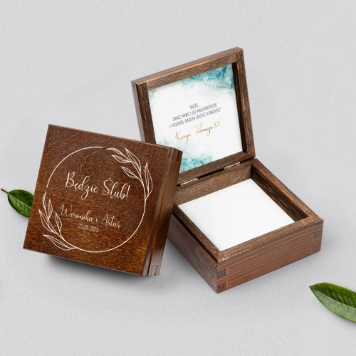 Pudełko na obrączki brązowe - Glamour Ink Motyw 3