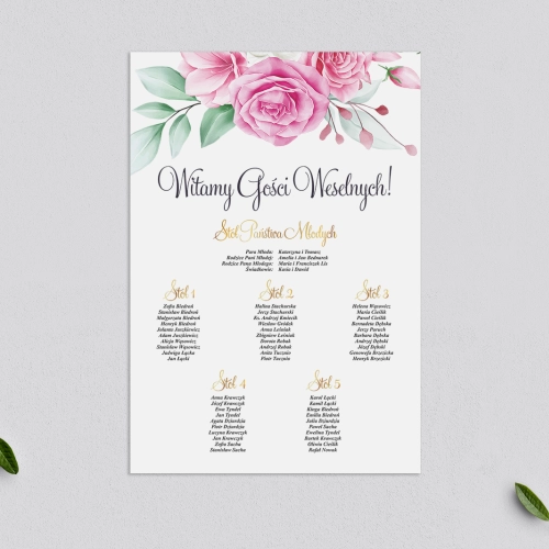 Plan stołów weselnych Geometryczne Serce Motyw 1