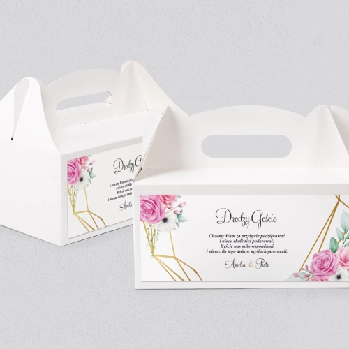 Pudełko na ciasto weselne Geometryczne Serce Motyw 1