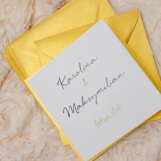 Zaproszenia ślubne Kwadratowe Składane Golden Elegance - Motyw 1