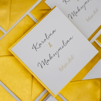 Zaproszenia ślubne Kwadratowe Składane Golden Elegance - Motyw 1