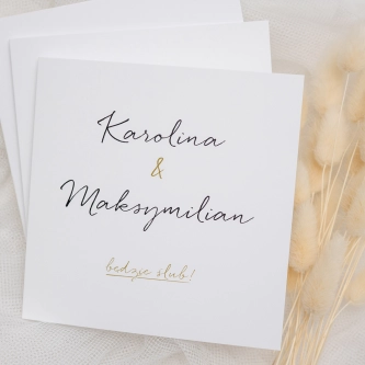 Zaproszenia ślubne Kwadratowe Składane Golden Elegance - Motyw 1