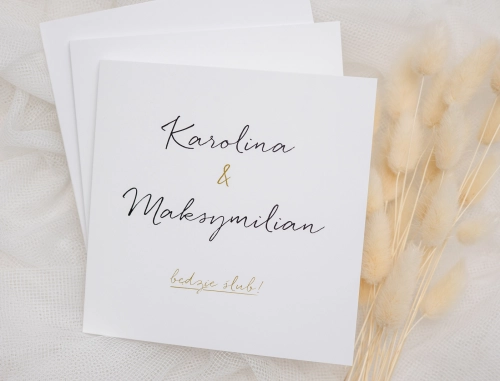 Zaproszenia ślubne Kwadratowe Składane Golden Elegance - Motyw 1