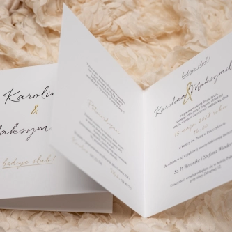 Zaproszenia ślubne Kwadratowe Składane Golden Elegance - Motyw 1