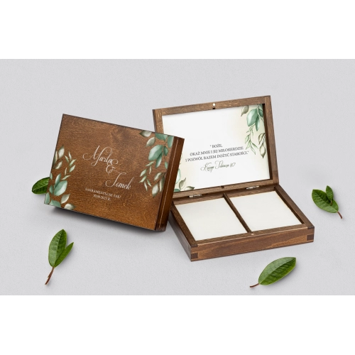 Pudełko na obrączki prostokątne brązowe - About You Motyw 1