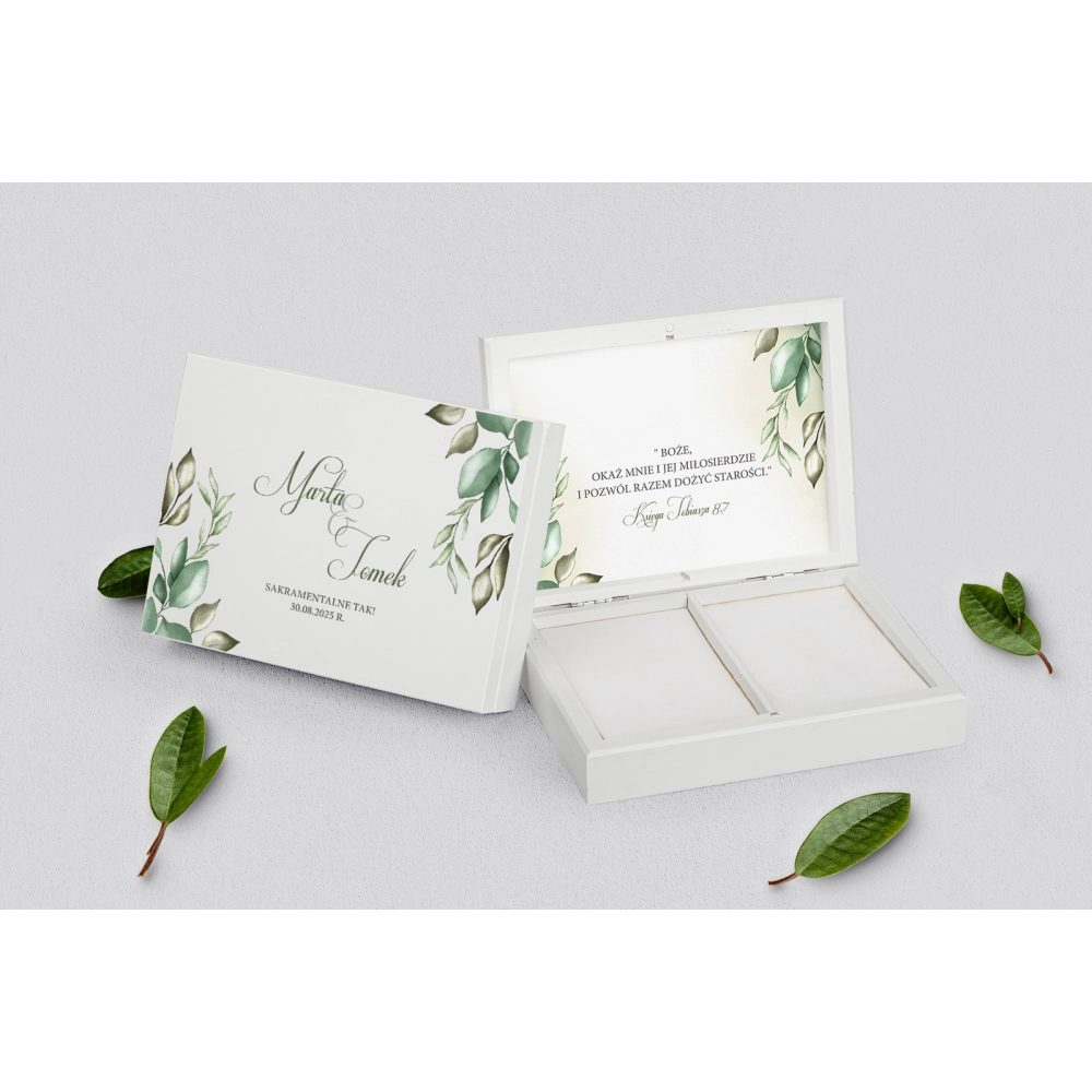 Pudełko na obrączki prostokątne białe - About You Motyw 1