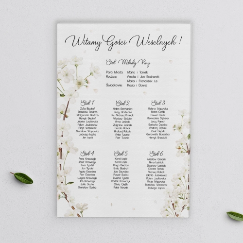 Plan stołów weselnych na płótnie Biały Czas Motyw 1