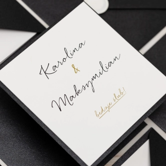 Zaproszenia ślubne Kwadratowe Składane Golden Elegance - Motyw 1