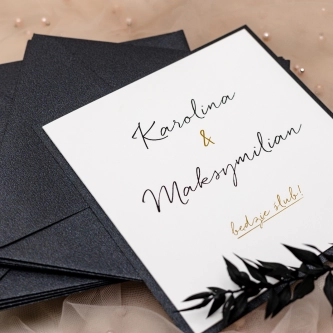 Zaproszenia ślubne Kwadratowe Składane Golden Elegance - Motyw 1