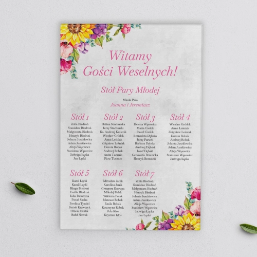 Plan stołów weselnych na płótnie Colorful Paradise Motyw 1