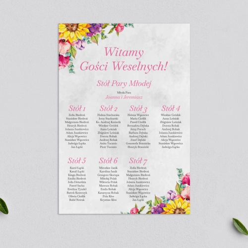 Plan stołów weselnych Colorful Paradise