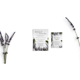 Lawendowe Zaproszenia ślubne Soft - Motyw 5 z&nbsp;piękną fioletową kopertą i&nbsp;wkładką