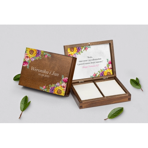 Pudełko na obrączki prostokątne brązowe - Colorful Paradise