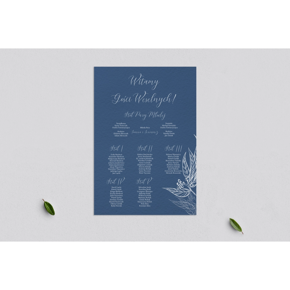 Plan stołów weselnych Papers - Motyw 3