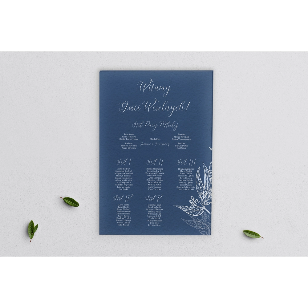 Plan stołów weselnych na płótnie Papers Motyw 3