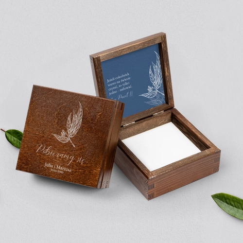 Pudełko na obrączki brązowe - Papers Motyw 3