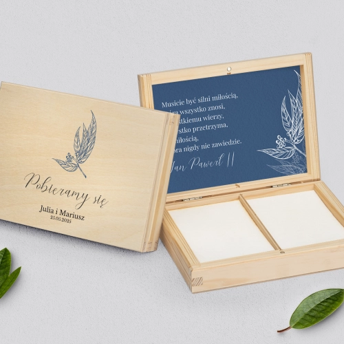 Pudełko na obrączki prostokątne naturalne - Papers Motyw 3