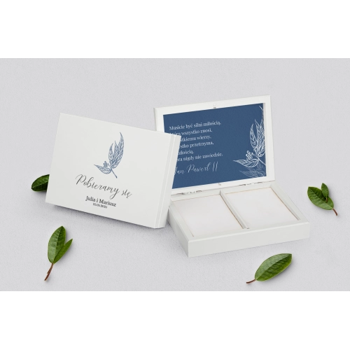 Pudełko na obrączki prostokątne białe - Papers Motyw 3