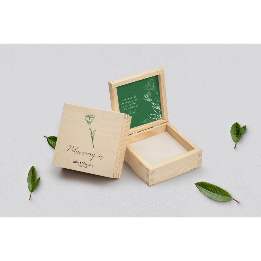 Pudełko na obrączki naturalne - Papers Motyw 1