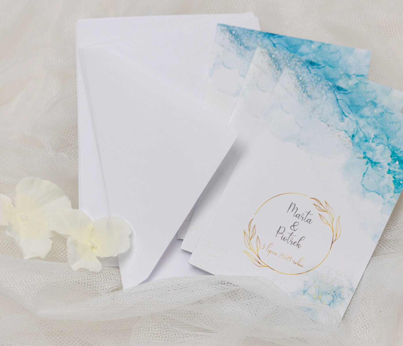 Zaproszenia ślubne Glamour Ink - Składane Motyw 3