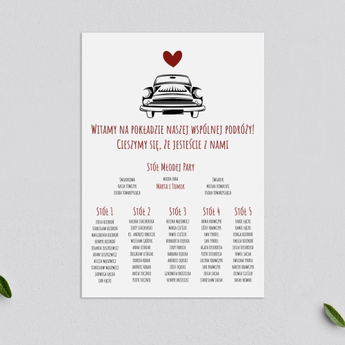 Plan stołów weselnych Trip - Motyw 2