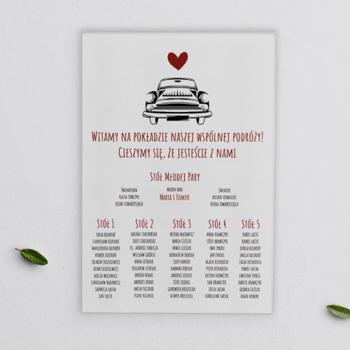 Plan stołów weselnych na płótnie Trip Motyw 2