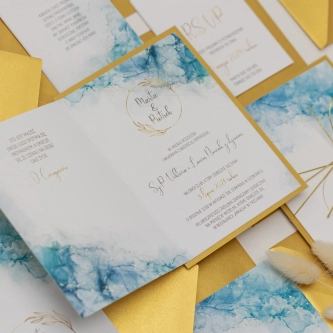 Zaproszenia ślubne Glamour Ink - Składane Motyw 3