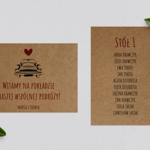 Plan Stołów - Karteczka Trip Motyw 2