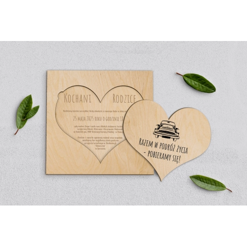 Drewniane Zaproszenie dla Rodziców - Trip Motyw 2