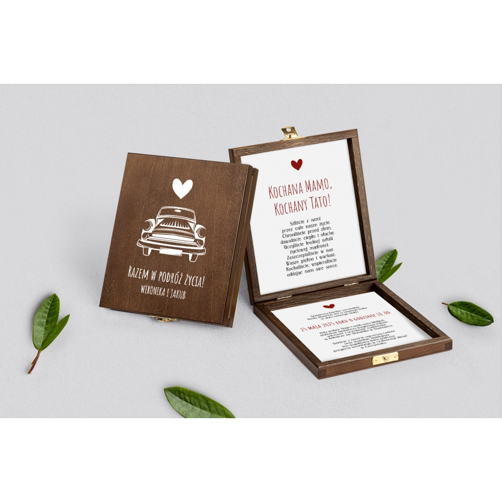 Zaproszenie dla Rodziców - brązowe Trip Motyw 2