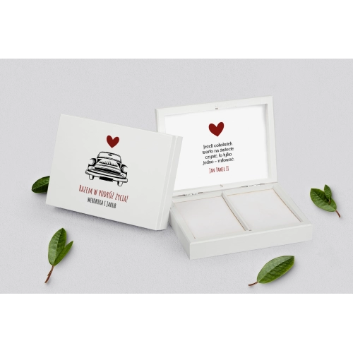 Pudełko na obrączki prostokątne białe - Trip Motyw 2