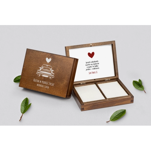 Pudełko na obrączki prostokątne brązowe - Trip Motyw 2