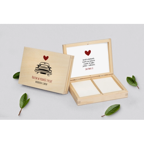 Pudełko na obrączki prostokątne naturalne - Trip Motyw 2