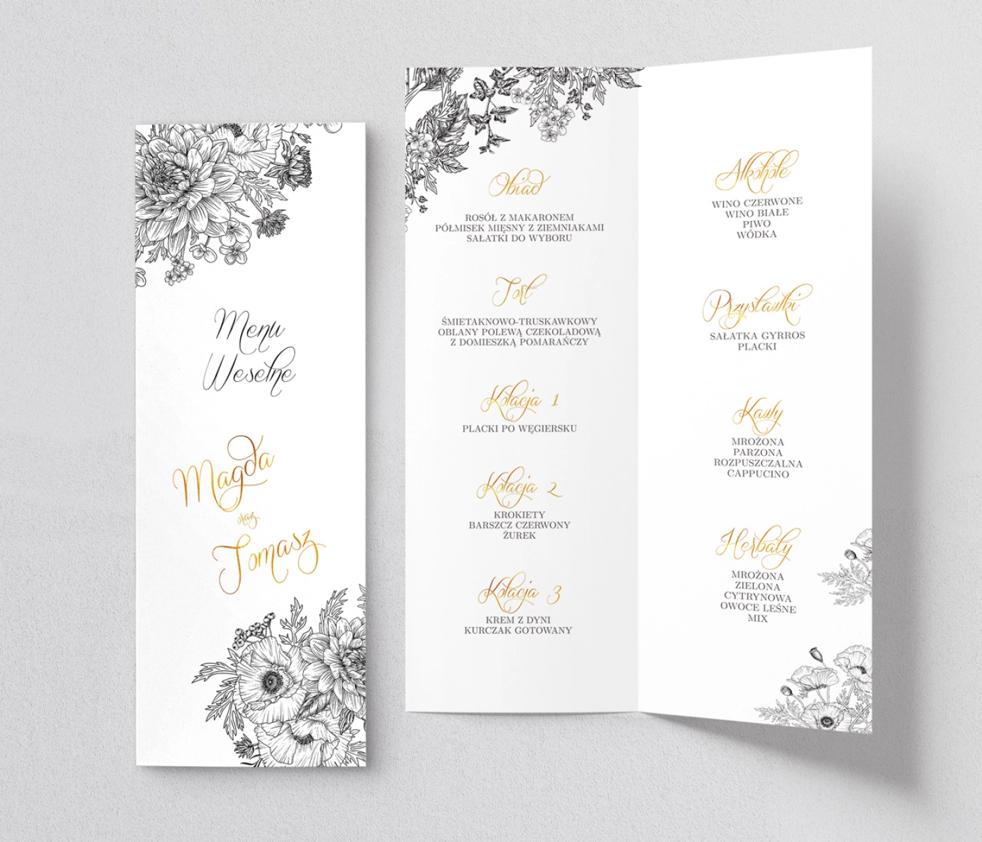 Menu Weselne Adore - Motyw 2